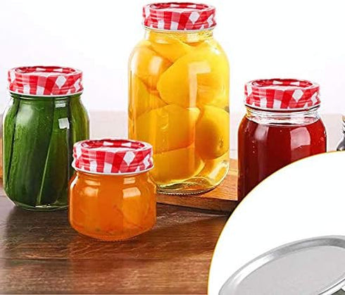 48pcs/24Set Regular Mouth Canning Lids Bands Split-Type for Mason Jar Canning Lids (red and white)...