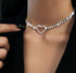 EARENT Rhinestone Choker Necklaces Silver Heart Necklace Chain Sparkly Tennis Chain Neck Jewerly Adjustable for Women...