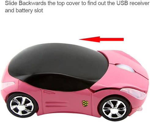 2.4G Wireless Mouse 3D Car Shape Wireless Optical Mouse with USB Receiver for PC Computer Laptop(F-car, pink)...
