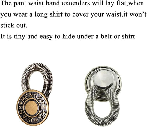Pants Extender Button, 8 Pcs Jeans Waistband Extender Button No Sew Metal Collar Button Pregnancy Pant Extenders Elastic Spring Buttons for Jeans,...