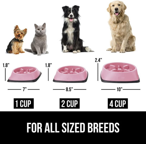 Gorilla Grip Slow Feeder Dog and Cat Bowls, Interactive Puzzle Toy for Dogs and Cats Food Training, Keeps Pets Busy and Prevents Puppy Overeating,...