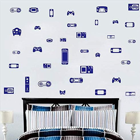 Gaming Wall Decal for Kids Room – Game Console and Controller Vinyl Sticker for Boys Bedroom – Removable Gamer Art Decoration for Playroom or Teen...