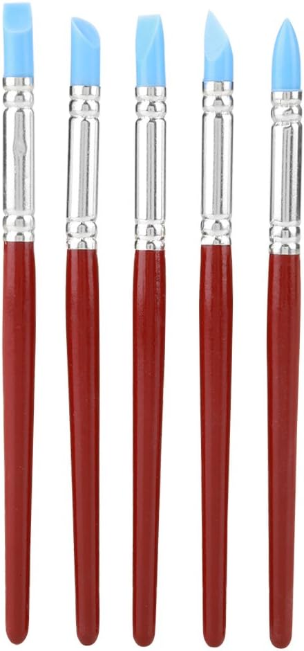 Silicone Pottery Clay Sculpting Tool 5Pcs Rubber Tip Paints Silicon Brushes Sculpture Pottery Clay Shaping Carving Tool...