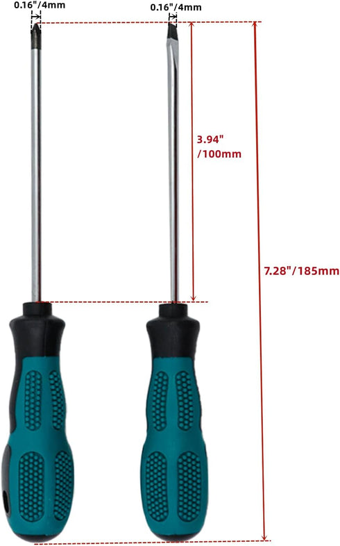 2-Piece Magnetic Tip Screwdriver Set, 1 Philips Screwdriver and 1 Slotted Flatted Head Screwdriver with A Round Hole (PH1*100mm, 4 * 100mm)...