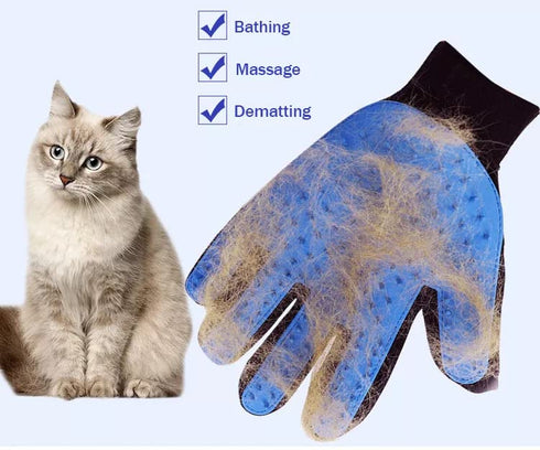 Pet Hair Remover Glove - Gentle Grooming Brush - Deshedding - Massage Mitt with Enhanced Five Finger Design - Perfect for Dogs & Cats Long Short F...