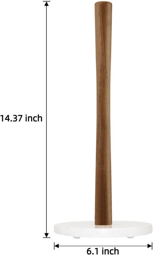 Buruis Wood Paper Towel Holder, Marble Base Modern Decorative Countertop Standing Rolls Holder for Kitchen, Toilet, Pantry and Bathroom (Marble Ba...