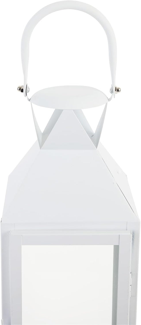 Zings & Thingz Manhattan Hanging Cable Candle Holder Lantern, Decorative Light Home Decor, 15" Tall, White...