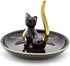 Happy Cat Posture Trinket Tray Decorative Ring Holder Jewelry Storage Dish Black/Golden Tail...