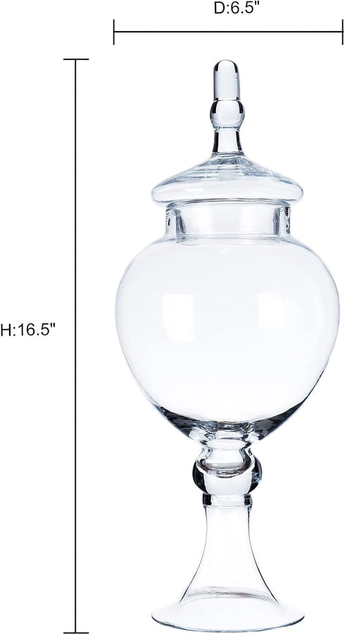 Diamond Star Glass Apothecary Jars with Lids for Candy Buffet - Large Apothecary Jars for Bathroom, Candy Bar, Kitchen, (Height: 16.5" Body: 6.5)...
