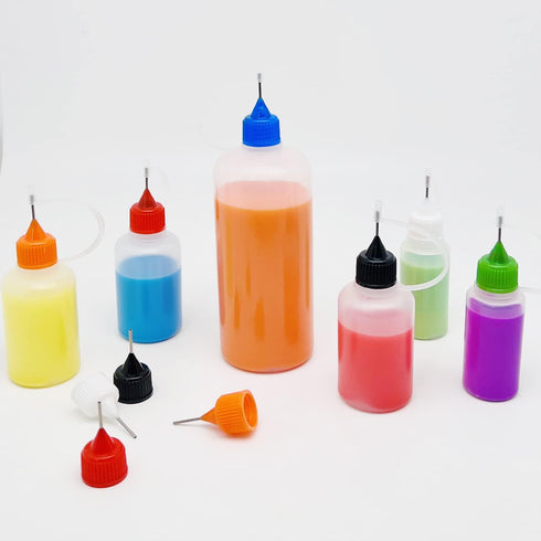 12 Pcs Precision Tip Applicator Bottles, 1 Ounce Translucent Glue Bottles, with 2 Mini Funnel, Multicolor Lids...