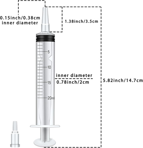 10pack 20ml Plastic Syringes with Measurement for Feeding Pets ,Liquid Scientific Labs,Watering,Dispensing Lip-gloss, without Needle with Cap...