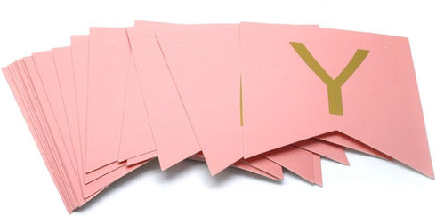 Sscon Happy Birthday Bunting Banner Funny Birthday Party Decorations with Shiny Gold Letters Party Supplies Pink...