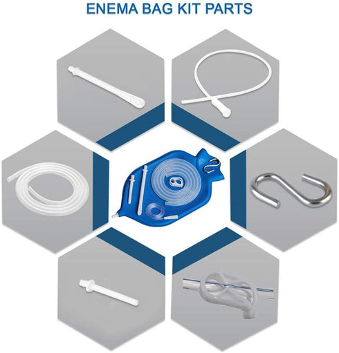 HealthAndYoga™ NaturoFlo Superior Enema Bag Kit with Silicone Tubing Hose and Fittings - 2 Quart Fountain Open top Kit for Fleet Enema and Anal Do...