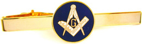 New Brass & Blue Masonic Freemason Mason Tie Bar Clip...