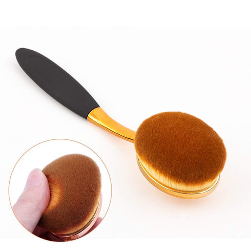 Large Rose Gold Foundation contour Round Toothbrush Oval Makeup Brushes 4pcs...