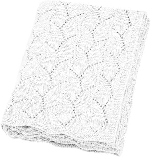 Baby Blanket White 100% Cotton Soft Breathable Knit Cellular Receiving Blankets for Newborn Infant Boy Girl, 30"x 40"...