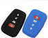 Lcyam Silicone Key Fob Cover Compatible with Toyota 4Runner RAV4 XLE Highlander XSE Camry SE Prius CHR Corolla ( Black Blue, 4 Button)...