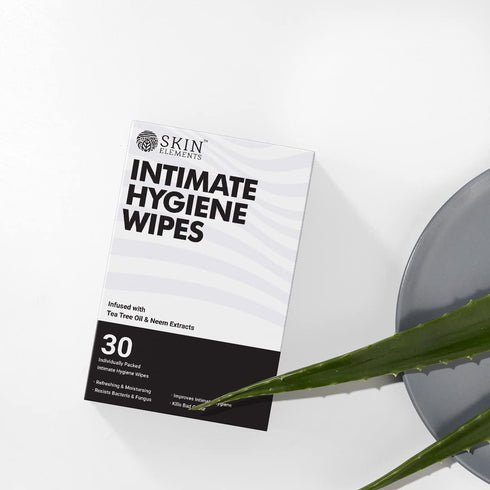 Skin Elements Intimate Hygiene Wipes | pH Balanced Wipes with Tea Tree Oil | Avoids Itching and Bad Odor | Pack of 30 Individually Wrapped Wipes...