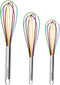Silicone Whisk Set - Non-Scratch Set of 3 - Mini & Small Sizes - Stainless Steel Whisk - Cookware Wisking Tool...