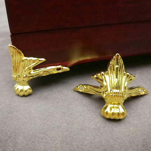 24 PCS Antique Brass Box Metal Feet Legs for Small Wood Jewelry Crafts Case, Tiny Boxes Chest Storage Corner Protector Feet for Wooden Boxes, Deco...