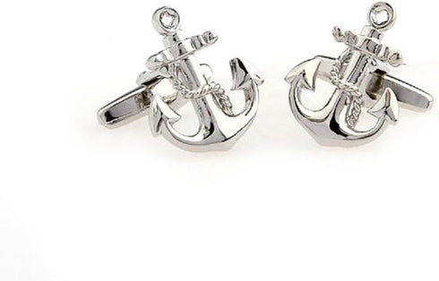 Anchor USN Navy Pair of Cufflinks in a Presentation Gift Box & Polishing Cloth...