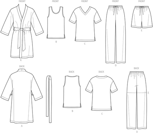 Simplicity US1563A Easy to Sew Teen's, Men's and Women's Pajama Sewing Pattern Kit, Code 1563, Sizes XS-XL...