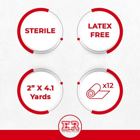 Ever Ready First Aid Sterile Conforming Gauze Roll Bandage - Box of 12-2 inch...