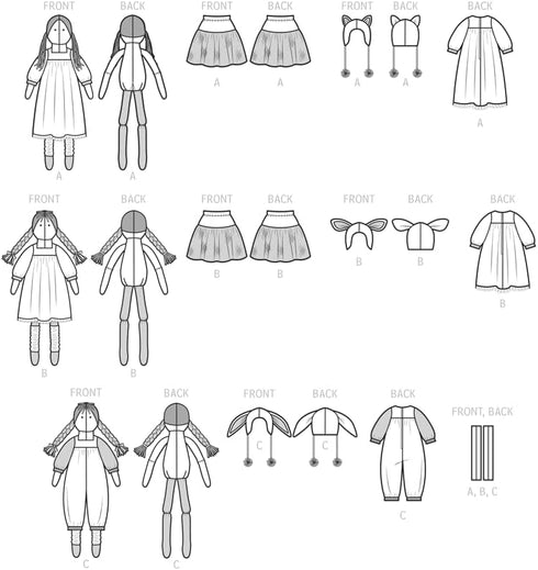 Simplicity Lanky Plush Dolls and Clothes Sewing Pattern Kit by Elaine Heigl Designs, Code S9621, One Size, Multicolor...