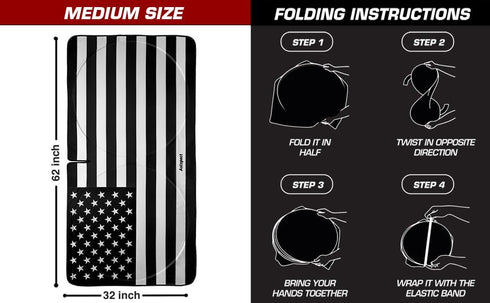 Windshield Sun Shade - American Flag Design, High-Resolution Sun Visor for Car, Truck, SUV with Mirror Cut-Out for Interior Sun Protection, Foldab...