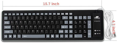 sungwoo Foldable Silicone Keyboard USB Wired Waterproof Rollup Keyboard for PC Notebook Laptop (Black+Grey)...