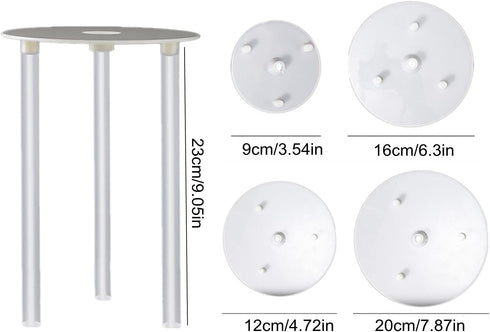 Cake Tier Supports,4 Pcs Reusable 9/12/16/20cm Cake Boards and 12 Pcs Cake Dowel Rods for Tiered Cake Construction and Stacking...