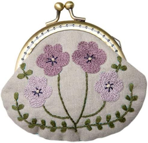 1 Set Coin Purse Embroidery Pouch Making Kit Lock Embroidery Tool DIY Coin Bag (Purple Flower Style)...
