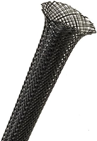 Electriduct 1/2" Black PET Expandable Braided Sleeving Cable Mesh Flexible Wire Sleeve - 25 Feet...