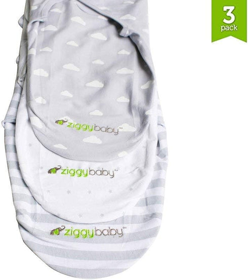 Baby Swaddle Blanket Adjustable for 0-3 Months - Newborn to Infant Baby Swaddle Wrap Set (3 Pack - Gray Cloud, Stripe, Stars) for Baby Boy Girl Ge...