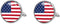 Stainless Steel Polished Round Photo Cufflinks With USA Flag Pattern...
