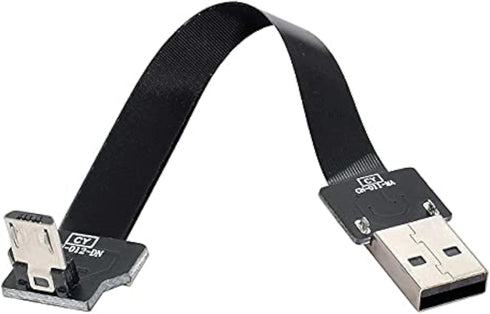 Cablecc Down Angled USB 2.0 Type-A Male to Micro USB 5Pin Male Data Flat Slim FPC Cable for FPV & Disk & Phone 200cm...