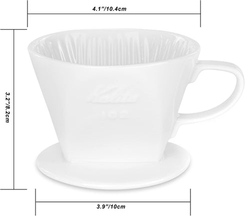 Pour Over Ceramic - Coffee Dripper with 3 Holes Flat Bottom, Porcelain Slow Filter Cone for Travel, Camping, Office, Home, Coffee Maker Brew...