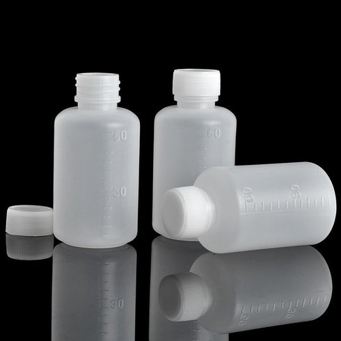 50Pcs 60ml 2oz PE Plastic Empty Small Mouth Graduated Lab Chemical Container Reagent Bottle Sample Sealing Liquid Medicine Bottles...