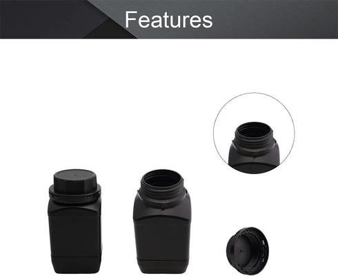 Heyiarbeit 5pcs Plastic Lab Chemical Reagent Bottle 500ml/17oz Wide Mouth Sample Sealing Liquid/Solid Storage Bottles Black...