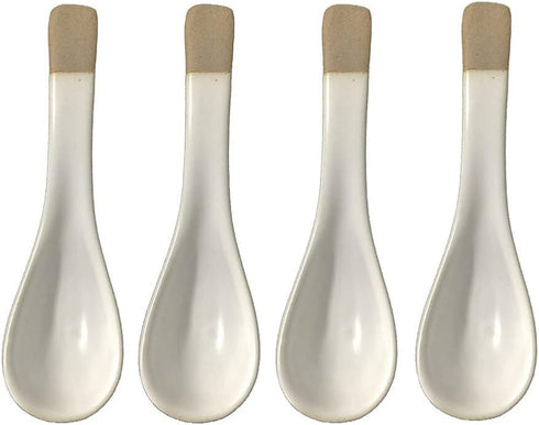 123Arts 4pcs Ceramic Japanese Retro Soup Spoons Dessert Spoons...