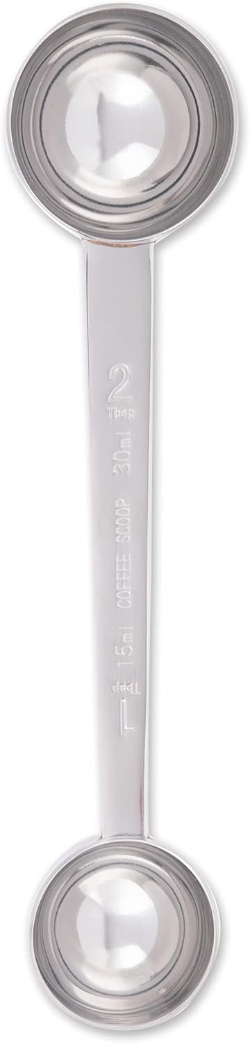 RSVP International Coffee Measuring Spoon, Long Handled Stainless Steel Scoop Multi-purpose for Baking, Ground Coffee, Beans or Loose Leaf Tea, Do...