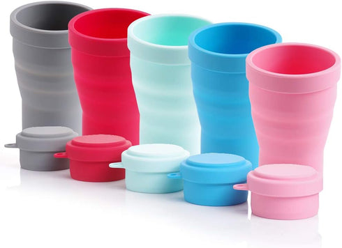Silicone Collapsible Travel Cup for Outdoor Camping and Hiking Big Capacity With Lid (1 Pack) (Green)...