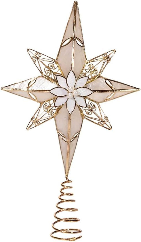 Kurt Adler 8-Point Star Treetop, 12-Inch, Gold Capiz...