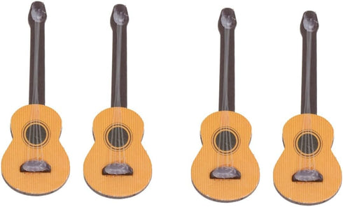 EXCEART 4 Pcs Wooden Miniature Guitar Miniature Wooden Instrument Desktop Wooden Miniatures Micro Landscape Statue DIY Miniature Guitar 1:12 Dollh...