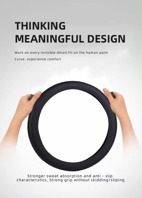 Steering Wheel Cover Sport Design Honeycomb Hexagonal Pattern Universal fit Anti Slip Soft Silicone (Blue)...