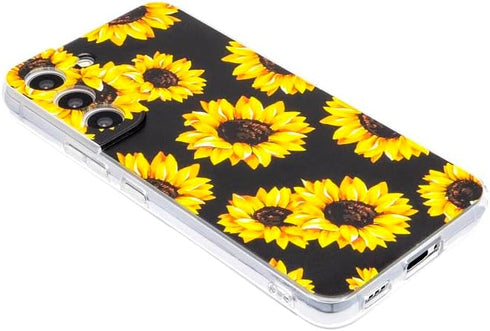 Phone Case Compatible with Galaxy S22 Case,Black Sunflower Pattern Cute Floral Case Soft TPU Back Cover for Samsung Galaxy S22 6.1 Inch...