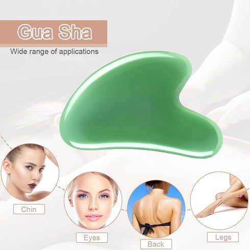 Gua Sha Massager Tool, 2 Pcs Natural Jade Stone Guasha Board, Gua Sha Scrapping Massager Stones for Physical Therapy and SPA Acupuncture Therapy, ...