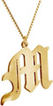 Women's Old English Initial Necklace 18K Gold Plated Stainless Steel Letter Pendant Gift...