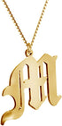 Women's Old English Initial Necklace 18K Gold Plated Stainless Steel Letter Pendant Gift...