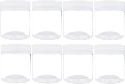 8 Pack 4 oz Empty Plastic Jars with Lids,Wide-mouth Clear Storage Containers, Empty Round Clear Plastic Jars with Lids and labels for Body Butter,...